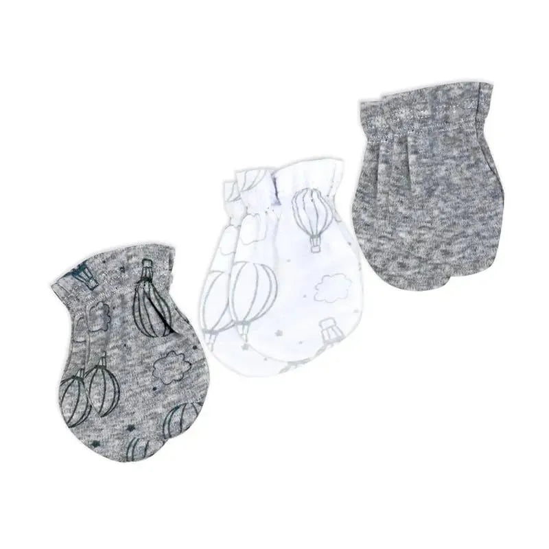 Rose Textiles - 100% Organic Cotton 5 Pack - Hat & Mitt Set, Grey Hot Air Balloon Image 5