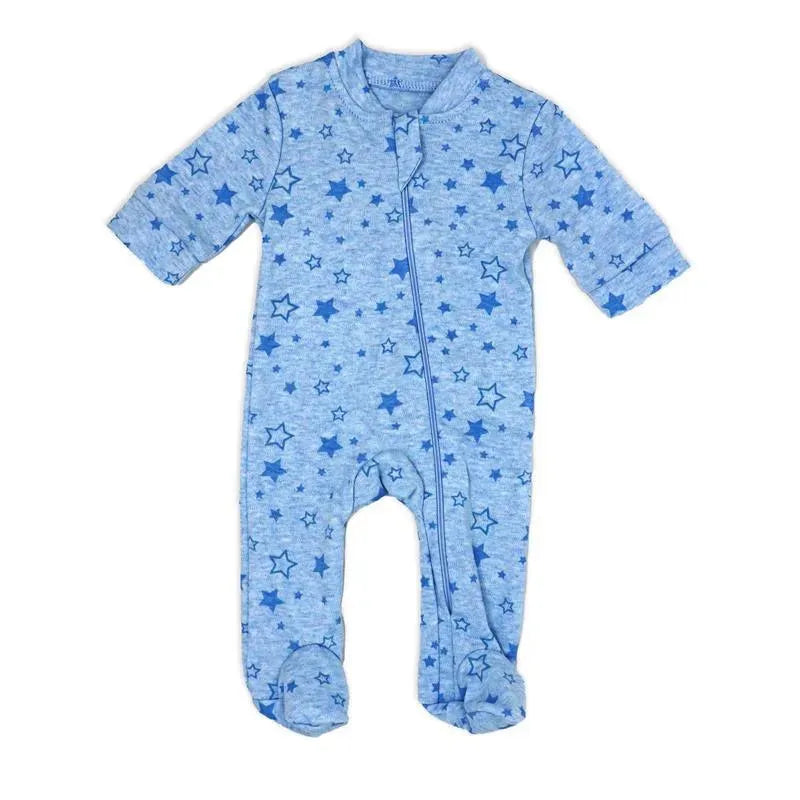 Rose Textiles - 100% Organic Heather Star Sleeper + Hat, Blue  Image 3