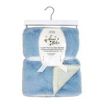 Rose Textiles - 2 Layer Faux Fur Plush Blanket, Blue Image 2