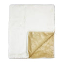 Rose Textiles - 2 Layer Faux Fur Plush Blanket,- Ivory/Tan Image 1