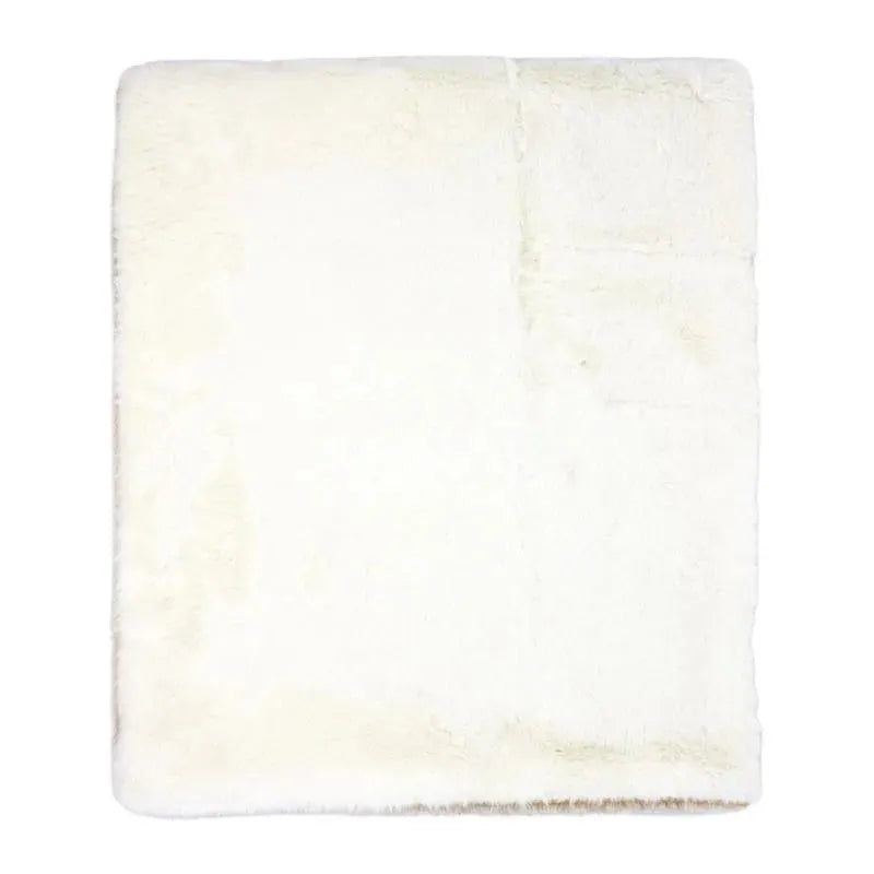 Rose Textiles - 2 Layer Faux Fur Plush Blanket,- Ivory/Tan Image 3