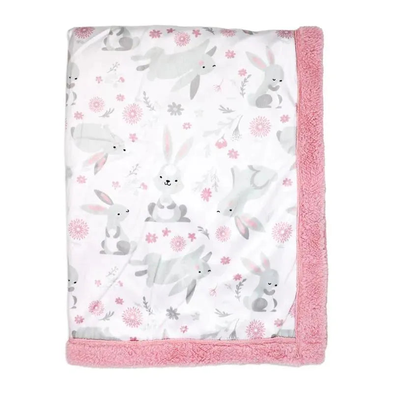 Rose Textiles - 2 Layer Mink Blanket, Pink Bunny Image 1