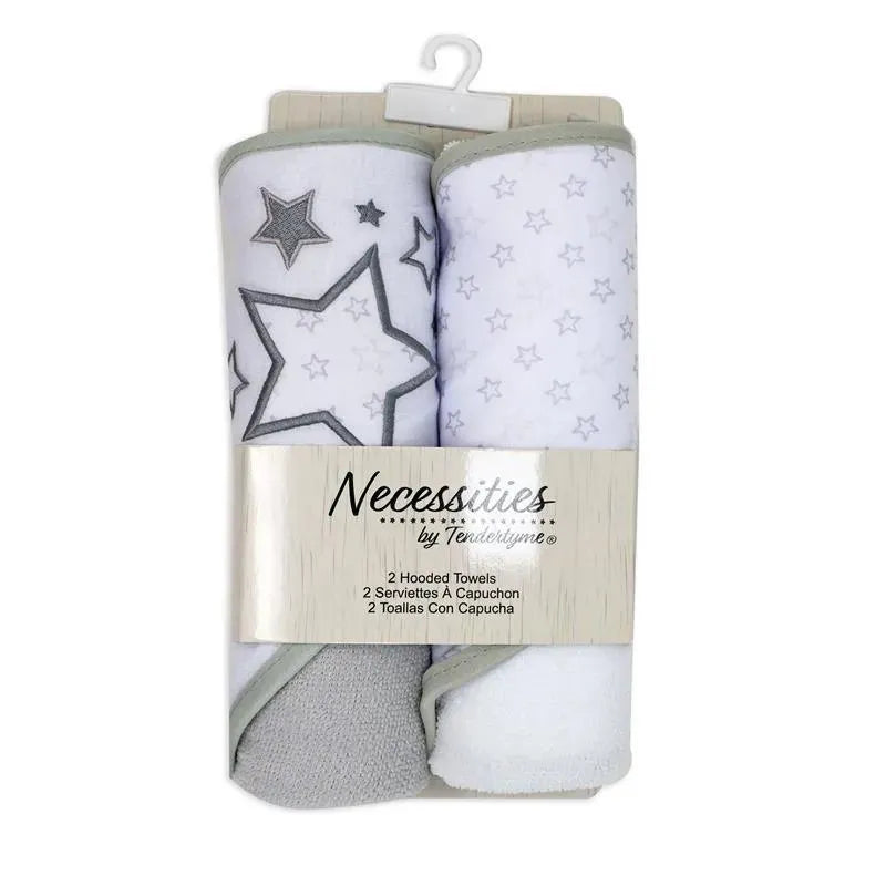 Rose Textiles - 2 Pack Hooded Towel Set, Grey Stars Image 3