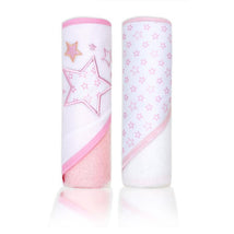 Rose Textiles - 2 Pack Hooded Towel Set, Pink Stars Image 2