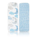 Rose Textiles - 2 Pack Muslin Swaddle Blankets, Blue Sweet Dream Image 1