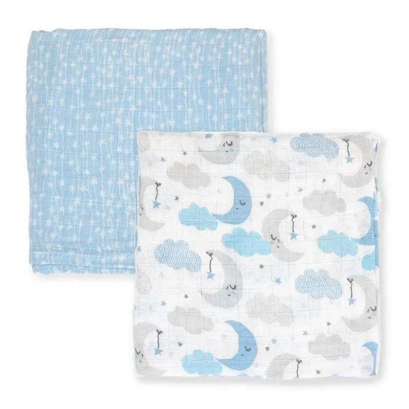 Rose Textiles - 2 Pack Muslin Swaddle Blankets, Blue Sweet Dream Image 4