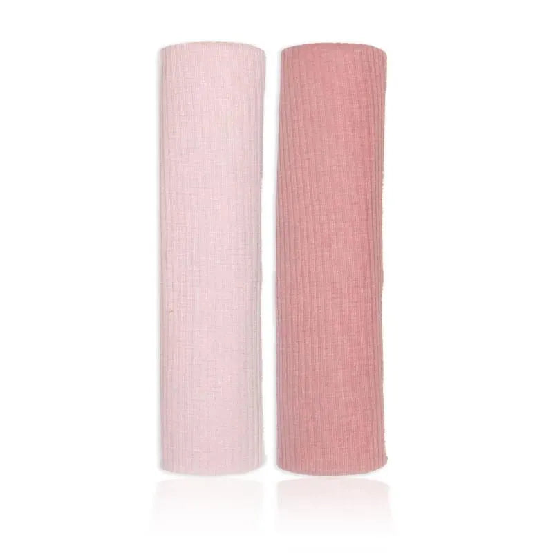 Rose Textiles - 2-Pack Rib Knit Baby Wrap Swaddles, Pink Image 2