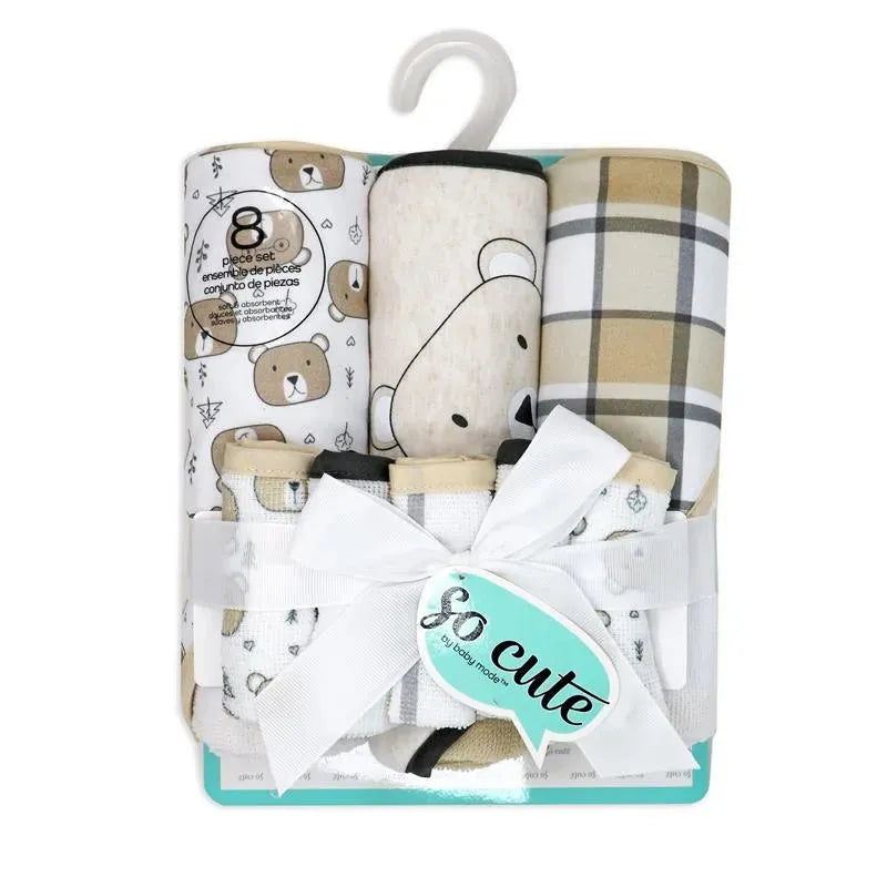 Rose Textiles - 3 Hooded Towels W/ 5 Washcloths, Bear Image 2