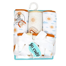 Rose Textiles - 3 Hooded Towels W/ 5 Washcloths, Peach Rainbows Image 2