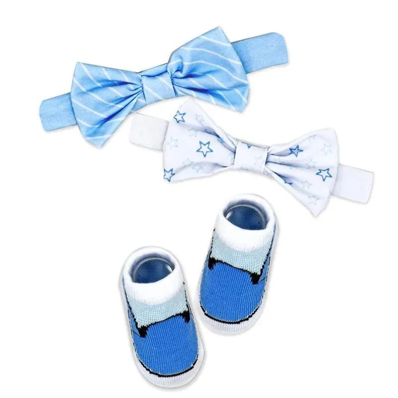 Rose Textiles- 3 Pc Socks And Bowties Set, Blue Stars Image 1