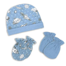 Rose Textiles - 3-Piece Cap And Scratch Mitten Set, Blue Space Image 1