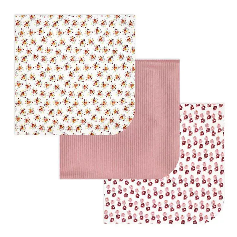 Rose Textiles - 3 Pk Knit Swaddles, Pink Daisies Image 3