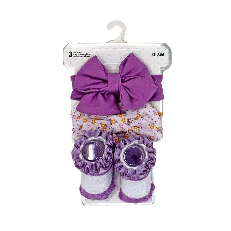 Rose Textiles - 3pc Headband & Sock Set, Lilac Floral Image 2