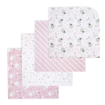 Rose Textiles - 4Pk Receiving Blanket, Pink Elephant & Balloon Image 1