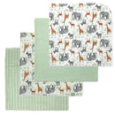 Rose Textiles - 4Pk Receiving Blanket, Sage Safari Image 1