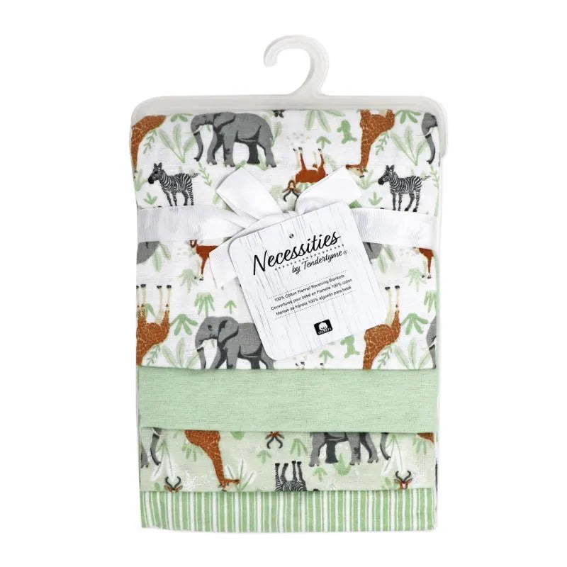 Rose Textiles - 4Pk Receiving Blanket, Sage Safari Image 2