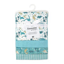 Rose Textiles - 4Pk Receiving Blanket Teal Dino Image 2