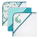 Rose Textiles- 8Pc Bath Set - 5 Hooded Towels W/ 3 Washcloths, Dino Image 4