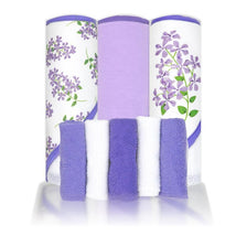 Rose Textiles - 8Pc Bath Set - 5 Hooded Towels W/ 3 Washcloths, Purple Floral Image 1