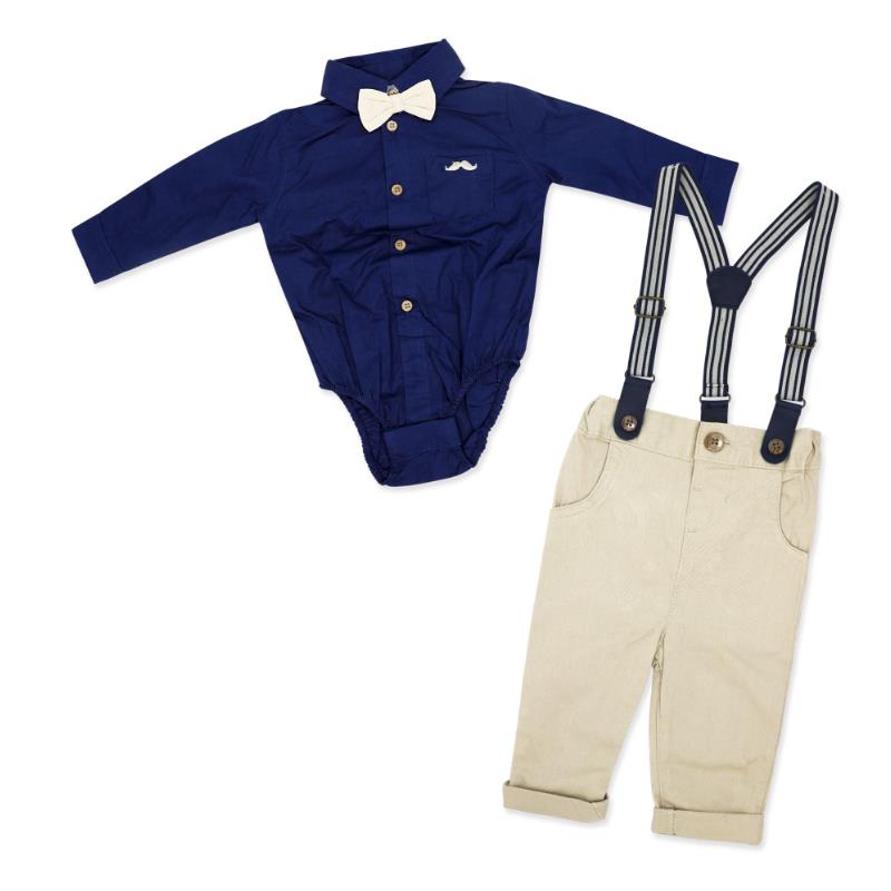 Rose Textiles - Baby Boys Suspender Bowtie Set, Navy Image 1