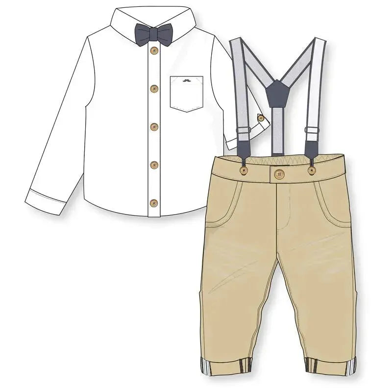 Rose Textiles - Boys Suspender Bowtie Set, Brown Image 1