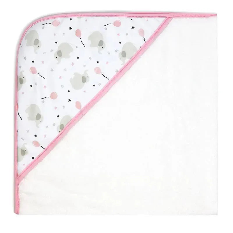 Rose Textiles - Elephant Hooded Towel, Pink Image 1