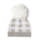 Rose Textiles - Grey Buffalo Check Faux Fur Pom-Pom Beanie & Bootie Image 2