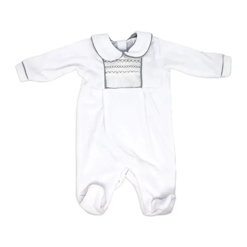 Rose Textiles - Neutral Velour Coverall, Smocking  Image 1