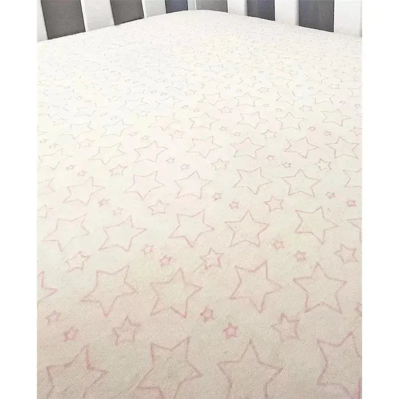 Rose Textiles - Star Flannel Crib Sheet, Pink Image 2