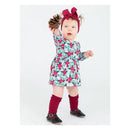 Rufflebutts - Girls 3-Pack Knee High Ruffle Socks, Dark Cherry, White, & Fir Green Red Image 2