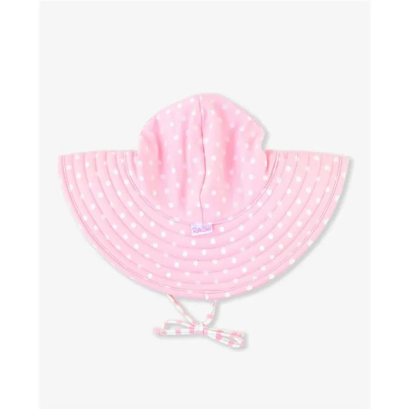 Rufflebutts - Pink Polka And Stripe Reversible Swim Hat  Image 1