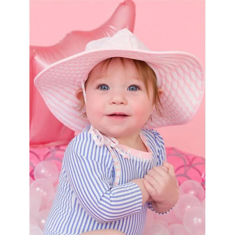 Rufflebutts - Pink Polka And Stripe Reversible Swim Hat  Image 2