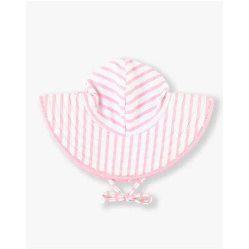 Rufflebutts - Pink Polka And Stripe Reversible Swim Hat  Image 4