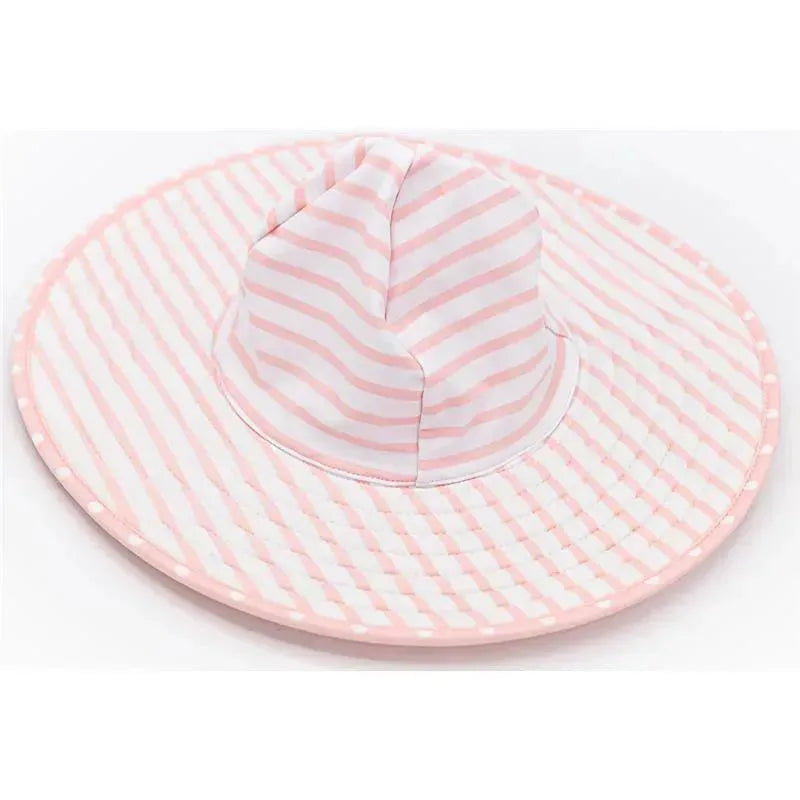 Rufflebutts - Pink Polka And Stripe Reversible Swim Hat Image 4