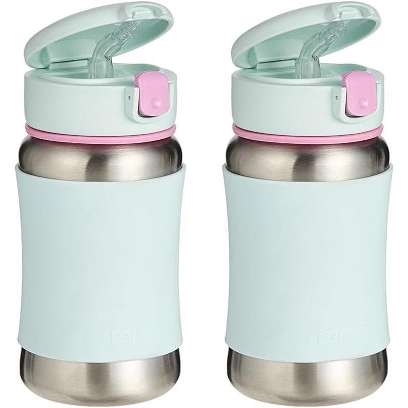 Skip Hop - Toddler Sippy Cup with Straw, Sparks Stainless Steel Straw Bottle, Ice Cream, Pack of 2 Image 1