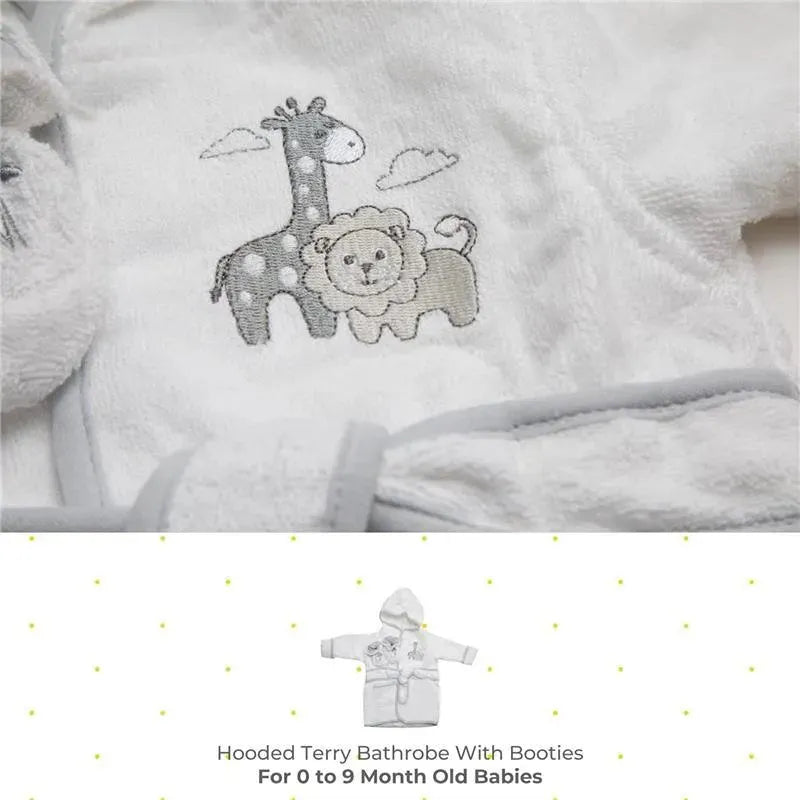 Spasilk - 100% Cotton Hooded Terry Bathrobe with Booties Baby One Size Gifts, White Lion Image 3