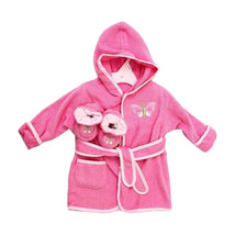 Spasilk - Terry Bathrobe With Booties, Pink Butterfly Image 1