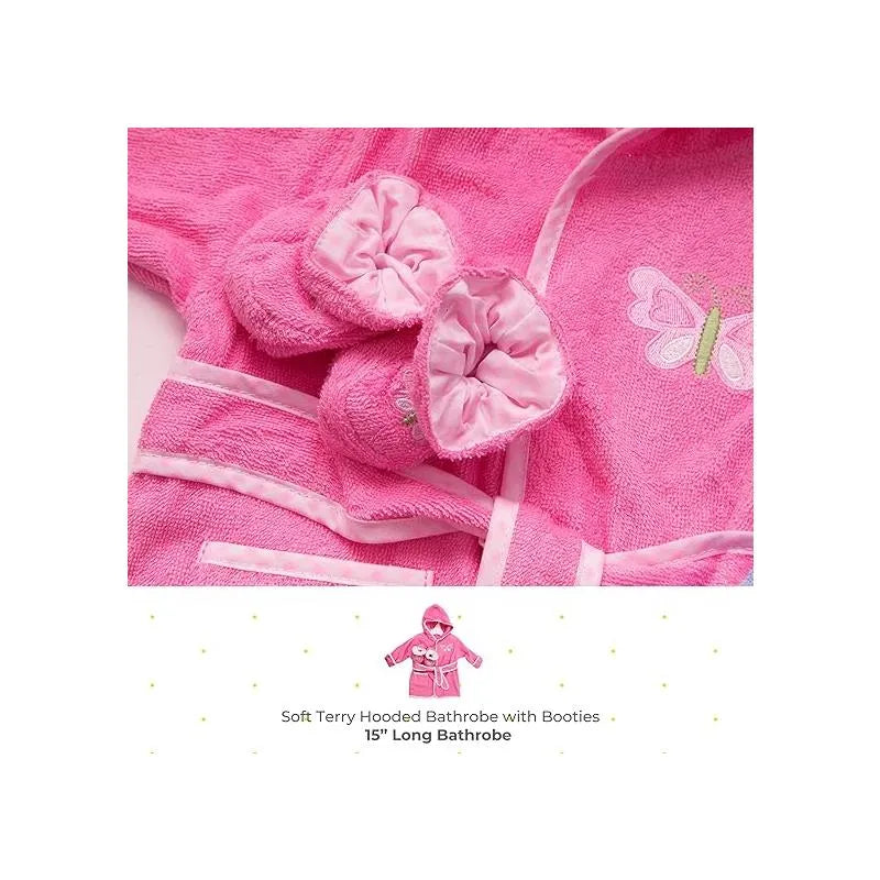 Spasilk - Terry Bathrobe With Booties, Pink Butterfly Image 4