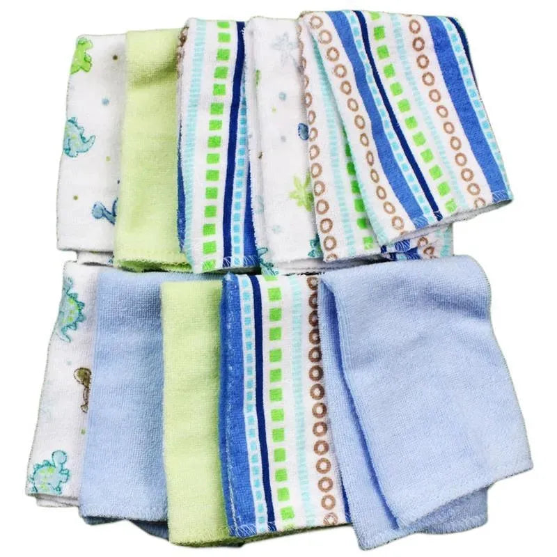 Spasilk Washcloth Set 10-Pack, Blue Lines Image 1