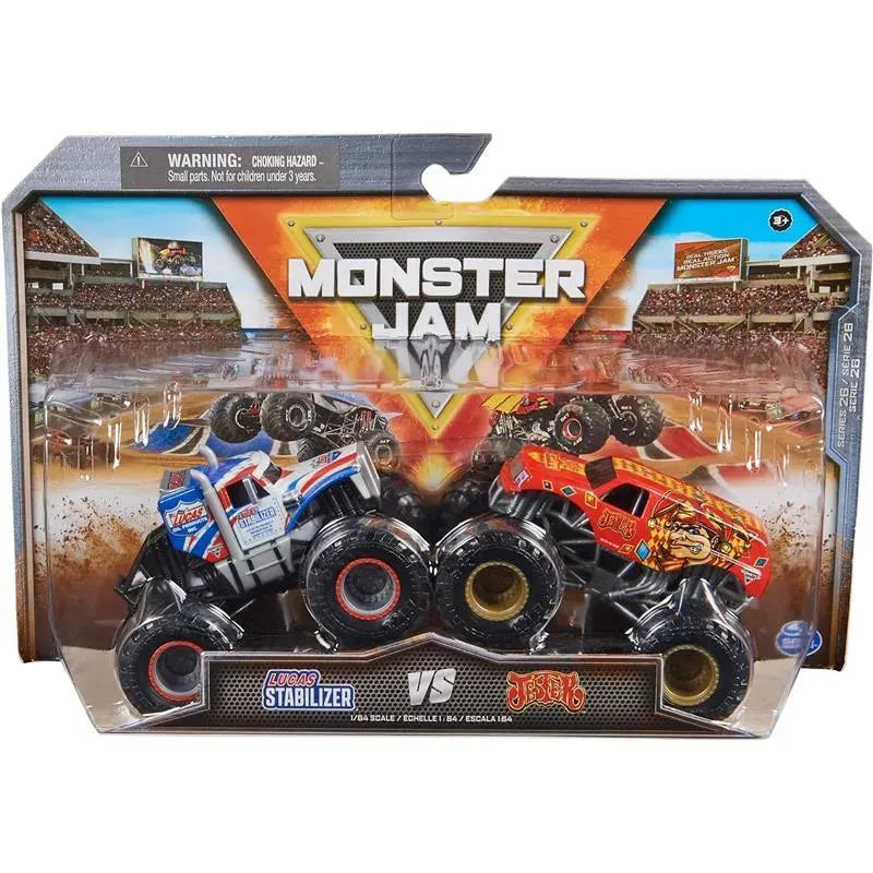 Spin Master - Monster Jam, Official Lucas Stabilizer Vs. Jester Die-Cast Monster Trucks, Ages 3+ Image 1