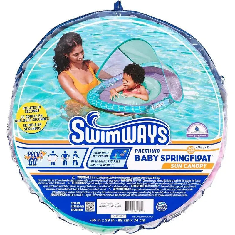 Spin Master - Swimways Baby Spring Pool Float, UPF Protection, Kids 9-24 Months, Mermaid Image 7