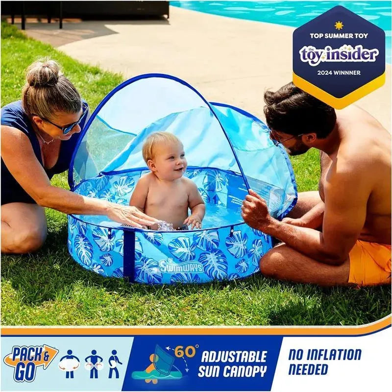 Spin Master - Swimways Elite Pop-Up Pool with Canopy & Carrying Case, for Ages 9-24 Months, 32, Blue Image 4