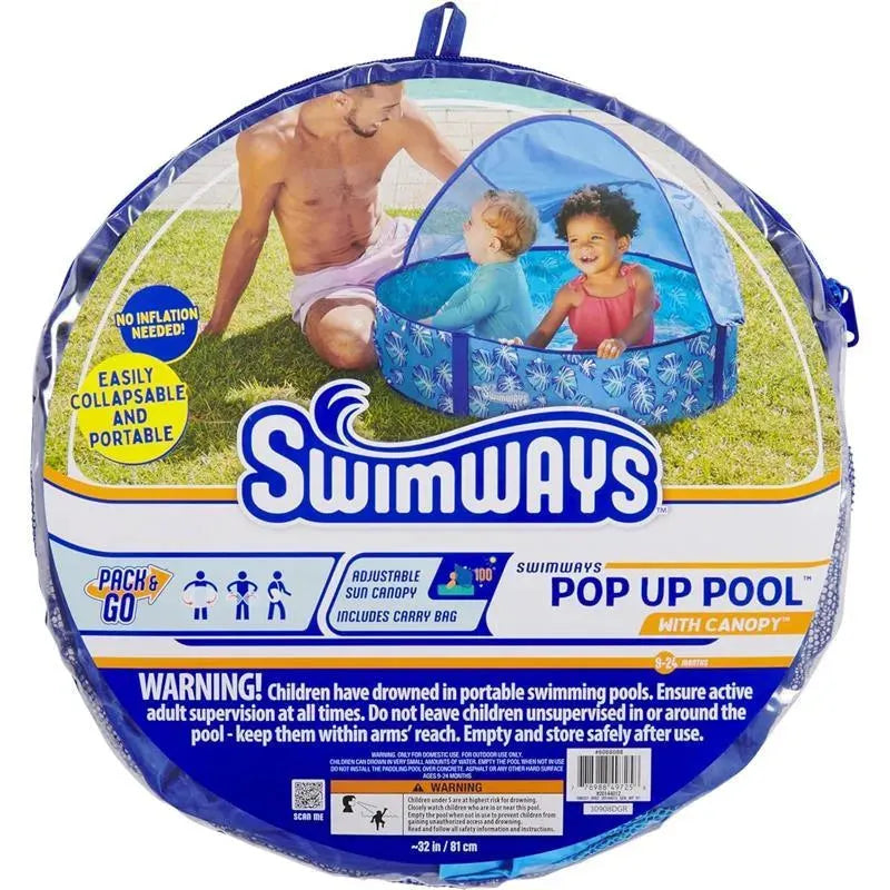 Spin Master - Swimways Elite Pop-Up Pool with Canopy & Carrying Case, for Ages 9-24 Months, 32, Blue Image 5