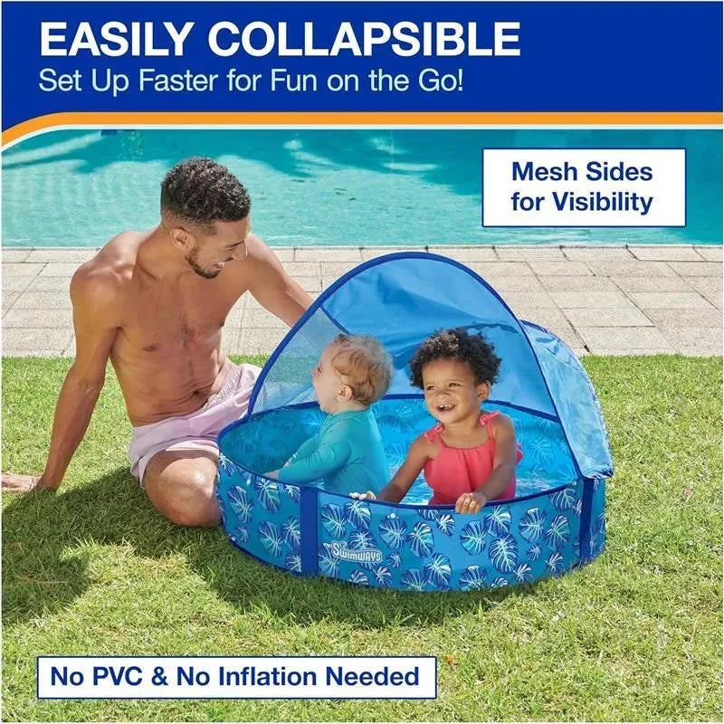 Spin Master - Swimways Elite Pop-Up Pool with Canopy & Carrying Case, for Ages 9-24 Months, 32, Blue Image 6