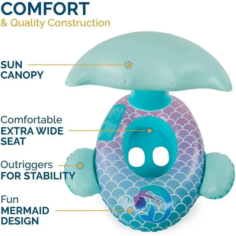 Spin Master - Swimways Sun Canopy Baby Boat, Toys for Kids Aged 9-24 Months, Mermaid Image 3