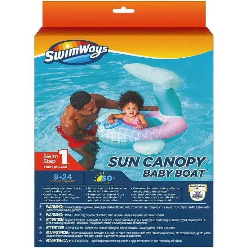 Spin Master - Swimways Sun Canopy Baby Boat, Toys for Kids Aged 9-24 Months, Mermaid Image 6