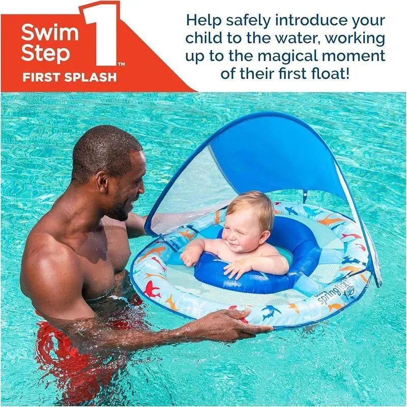 Spin Master - Swimways Sun Canopy Inflatable Baby Spring Float for Kids 9-24 Months, Shark Image 5