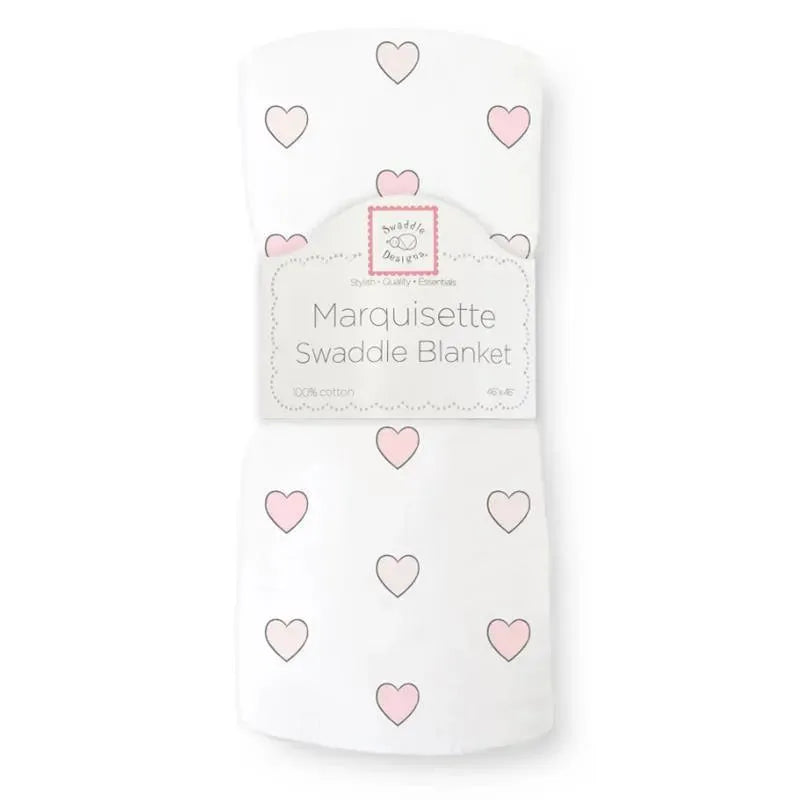 Swaddle Designs - Marquisette Swaddle Blanket Aimee, Pink Hearts Image 1