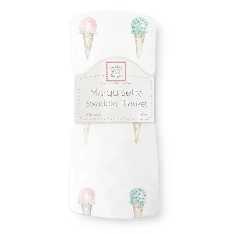 Swaddle Designs - Marquisette Swaddle Blanket, Watercolor Ice Cream Cones Image 1