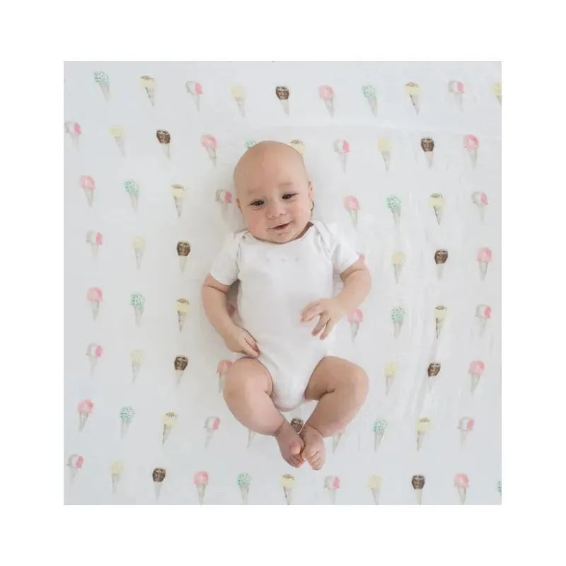 Swaddle Designs - Marquisette Swaddle Blanket, Watercolor Ice Cream Cones Image 2